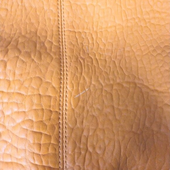 Vince Camuto Eliza Pebbled Lamb Leather Tote Shoulder Bag Ochre/Gold Large FLAWS - Picture 10 of 16